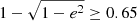 $ 1-\sqrt{1-e^2}\geq 0.65 $