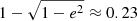 $ 1-\sqrt{1-e^2}\approx0.23 $