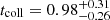 $ t_{\mathrm{coll}} = 0.98_{-0.26}^{+0.31} $