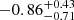 $ -0.86_{-0.71}^{+0.43} $