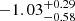 $ -1.03_{-0.58}^{+0.29} $