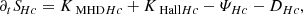 $$ \begin{aligned} \partial _{t}{S\!}_{Hc}=K_{\text{ MHD}Hc}+K_{\text{ Hall}Hc}-\varPsi _{Hc}-D_{Hc}, \end{aligned} $$