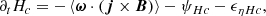 $$ \begin{aligned} \partial _t H_c = - \left\langle \boldsymbol{\omega }\cdot \left(\boldsymbol{j}\times \boldsymbol{B}\right)\right\rangle - \psi _{Hc} -\epsilon _{\eta Hc} ,\end{aligned} $$