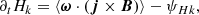 $$ \begin{aligned} \partial _t H_k = \left\langle \boldsymbol{\omega }\cdot \left(\boldsymbol{j}\times \boldsymbol{B}\right)\right\rangle -\psi _{Hk}, \end{aligned} $$