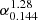 $ \alpha^{1.28}_{0.144} $
