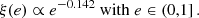 $$ \begin{aligned} \xi (e) \propto e^{-0.142}~\mathrm{with} ~e\in (0,1]\,. \end{aligned} $$
