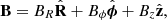 $$ \begin{aligned} \mathbf{B }&= B_{R} \hat{\mathbf{R }} + B_{\phi } \hat{\boldsymbol{\phi }} +B_{z} \hat{\mathbf{z }} , \end{aligned} $$