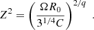 $$ \begin{aligned} Z^2 = \left(\frac{\Omega R_0}{3^{1/4}C}\right)^{2/q} \;. \end{aligned} $$