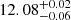 $ 12.08^{+0.02}_{-0.06} $