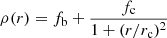 $$ \begin{aligned} \rho (r)= f_{\rm b} + \frac{f_{\rm c}}{1+ (r/r_{\rm c})^2}\, \end{aligned} $$