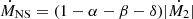 $ \dot{M}_{\mathrm{NS}}=(1-\alpha-\beta-\delta)|\dot{M_2}| $