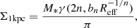 $$ \begin{aligned} \Sigma _{1\mathrm{kpc} } = \frac{M_{*}\gamma (2n, b_{n}R^{-1/n}_{\mathrm{eff} })}{\pi }, \end{aligned} $$