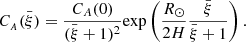 $$ \begin{aligned} C_{_{{A}}}(\bar{\xi }) = \frac{C_{{A}}(0)}{(\bar{\xi }+1)^2} \mathrm{exp} \left(\frac{R_{\odot }}{2H} \frac{\bar{\xi }}{\bar{\xi }+1}\right) . \end{aligned} $$