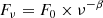 $$ \begin{aligned} F_{\rm \nu } = F_{0} \times \nu ^{-\beta } \end{aligned} $$