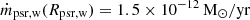 $ \dot m_{\mathrm{psr,w}}(R_{\mathrm{psr,w}}) = 1.5 \times 10^{-12}\,\mathrm{M_{\odot}/\mathrm{yr}} $