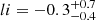 $ li = -0.3^{+0.7}_{-0.4} $