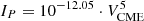 $ I_{P} = 10^{-12.05} \cdot V_{\mathrm{CME}}^{5} $