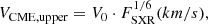 $$ \begin{aligned} V_{\rm CME, upper} = V_{0} \cdot F_{\rm SXR}^{1/6} \mathrm {(km/s)}, \end{aligned} $$