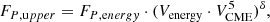 $$ \begin{aligned} F_{P,\mathrm {upper}} = F_{P, \mathrm {energy}} \cdot (V_{\rm energy} \cdot V_{\rm CME}^{5})^{\delta } , \end{aligned} $$