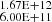 $ _{6.00\rm E+11}^{1.67\rm E+12} $