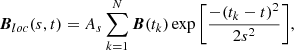 $$ \begin{aligned} \boldsymbol{B}_{loc}(s, t) = A_s \sum _{k=1}^{N} \boldsymbol{B}(t_k)\exp {\left[\frac{-(t_k - t)^2}{2s^2}\right]} , \end{aligned} $$