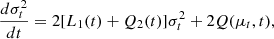$$ \begin{aligned} \frac{d\sigma ^2_t}{dt} = 2[L_1(t) + Q_2(t)]\sigma ^2_t + 2Q(\mu _t,t), \end{aligned} $$