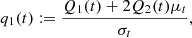 $$ \begin{aligned}&q_1(t) := \frac{Q_1(t) + 2Q_2(t)\mu _t}{\sigma _t}, \end{aligned} $$