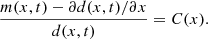 $$ \begin{aligned} \frac{m(x,t) - \partial d(x,t)/\partial x}{d(x,t)} = C(x). \end{aligned} $$