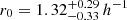 $ r_0 = 1.32^{+0.29}_{-0.33}\,h^{-1} $