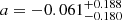 $ a=-0.061^{+0.188}_{-0.180} $