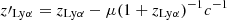 $ z\prime_{\mathrm{Ly\alpha}}=z_{\mathrm{Ly\alpha}}-\mu(1+z_{\mathrm{Ly\alpha}})^{-1}c^{-1} $