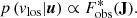 $$ \begin{aligned} p\left(v_{\mathrm{los} }|\boldsymbol{u}\right) \propto F_{\mathrm{obs} }^{*}(\mathbf J ). \end{aligned} $$