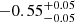 $ -0.55_{-0.05}^{+0.05} $
