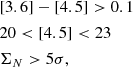 $$ \begin{aligned}&[3.6]-[4.5]>0.1 \nonumber \\&20< [4.5] < 23 \\&{\Sigma _{N}>5\sigma ,} \nonumber \end{aligned} $$