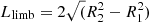 $ L_{\mathrm{limb}} = 2\sqrt(R_2^2-R_1^2) $