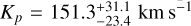 $\[K_p=151.3_{-23.4}^{+31.1} \mathrm{~km} \mathrm{~s}^{-1}\]$
