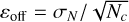 $\[\varepsilon_{\mathrm{off}}=\sigma_N / \sqrt{N_c}\]$