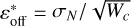 $\[\varepsilon_{\mathrm{off}}^*=\sigma_N / \sqrt{W_c}\]$
