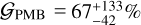 $\[\mathcal{G}_{\mathrm{PMB}}=67_{-42}^{+133} \%\]$