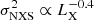 $ \sigma^2_{\mathrm{NXS}}\propto L_{\mathrm{X}}^{-0.4} $