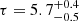 $ \tau = 5.7^{+0.4}_{-0.5} $