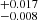 $ ^{+0.017}_{-0.008} $