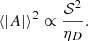 $$ \begin{aligned} \langle |A |\rangle ^2 \propto \frac{\mathcal{S} ^2}{\eta _D}. \end{aligned} $$