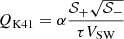 $$ \begin{aligned} Q_{\rm K41}&=\alpha \frac{{\mathcal{S} }_+ \sqrt{{\mathcal{S} }_-}}{\tau V_{\rm SW}}\end{aligned} $$