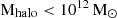 $ \mathrm{M}_{\mathrm{halo}} < 10^{12}\,\mathrm{M}_{\odot} $