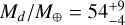 ${M_d}/{M_ \oplus } = 54_{ - 4}^{ + 9}$