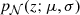 $ p_\mathcal{N}(z; \mu, \sigma) $
