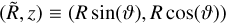 $\[(\tilde{R}, z) \equiv(R \sin (\vartheta), R \cos (\vartheta))\]$