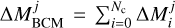 ${\rm{\Delta }}M_{{\rm{BCM}}}^j = \sum\nolimits_{i = 0}^{{N_c}} {{\rm{\Delta }}M_i^j} $