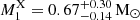 $ M_1^{\mathrm{X}} = 0.67^{+0.30}_{-0.14} \, \mathrm{M}_{\odot} $